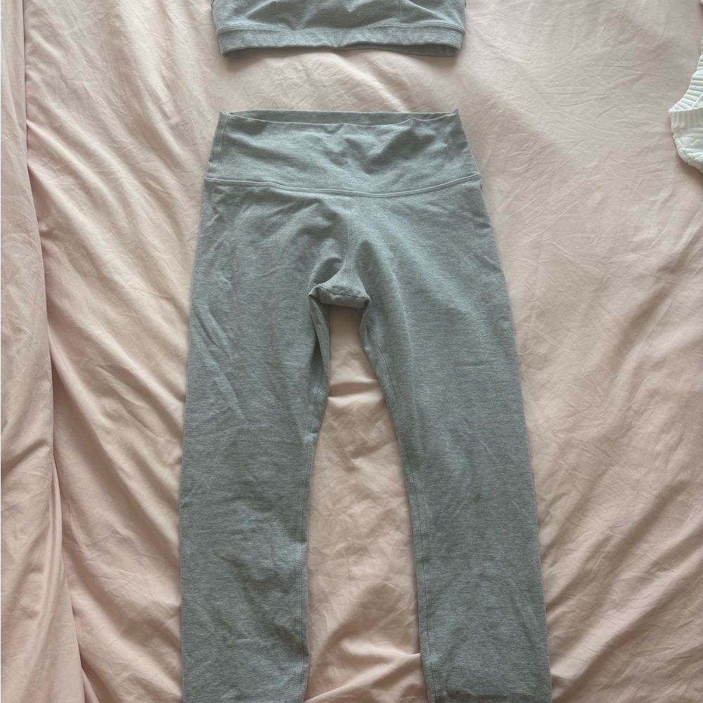 Gray High-Waisted Leggings and Top Set